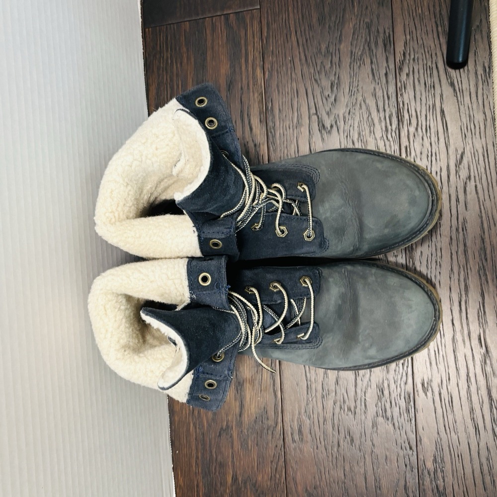 Timberland Women's Premium Lace  Up Waterproof‎  Nubuck Boots Size 8 Lined Navy - Picture 2 of 10